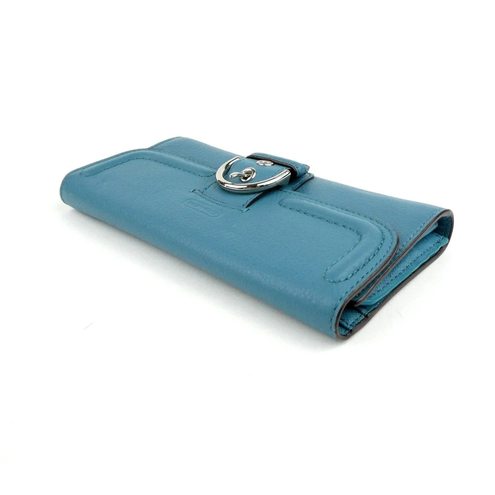 Coach Soho Teal Leather Trifold Wallet